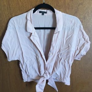 Dynamite Blush Pink Tie Up Crop Top